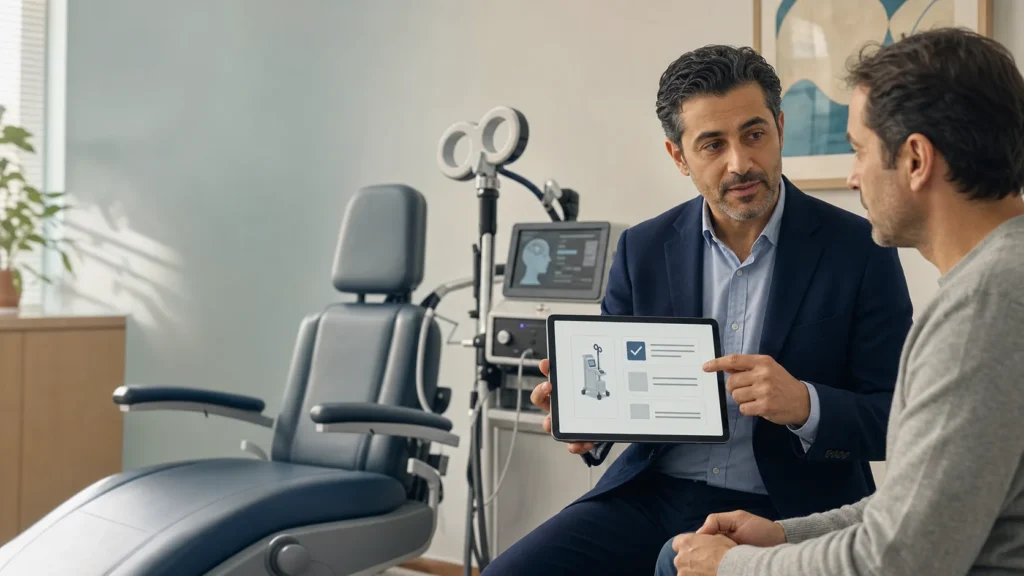 TMS cihazının FDA pazarlama izni kapsamını hasta ile değerlendiren psikiyatri uzmanı